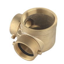 90 Degree Bottom Outlet 4'' x 21/2" x 21/2" FDC Cast Brass FM UL  Single Clapper Siamese Fire Equipment